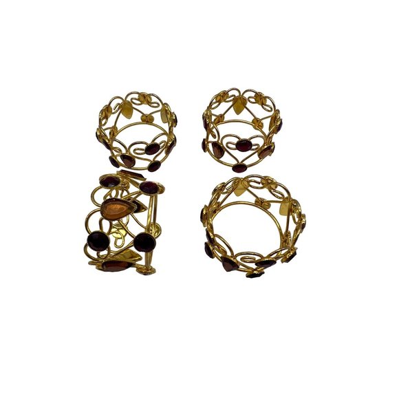 4 Goldstone Jeweled Napkin Holders - Picture 9 of 10